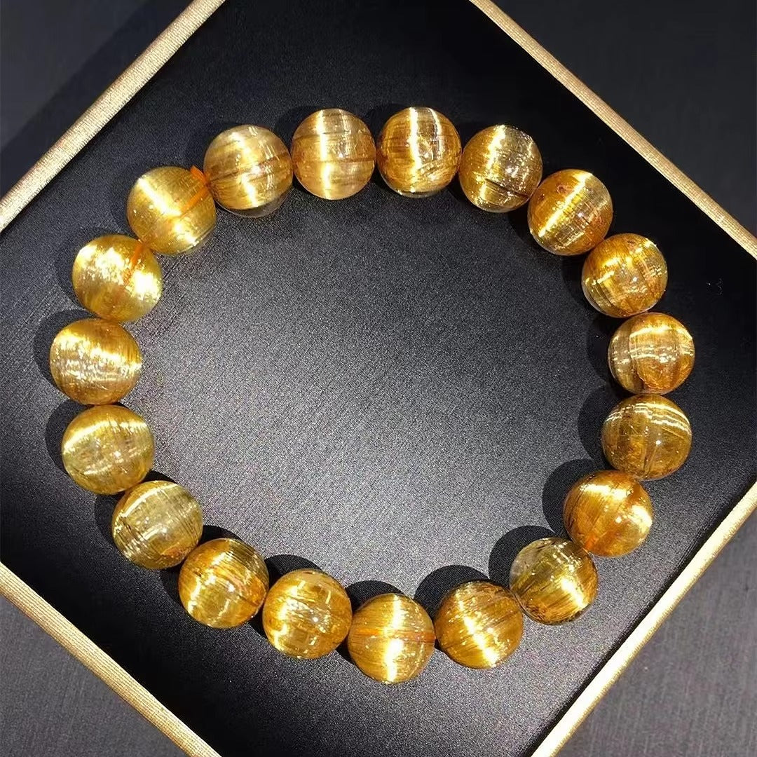 Natural Golden Rutilated Quartz Bracelet｜Prosperity, Evil-Repelling, And High-Energy Protection